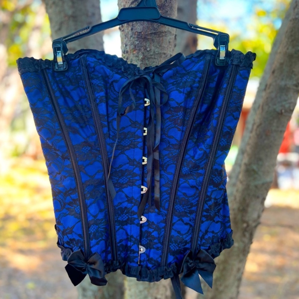 Blue and Black Lace Corset NWOT